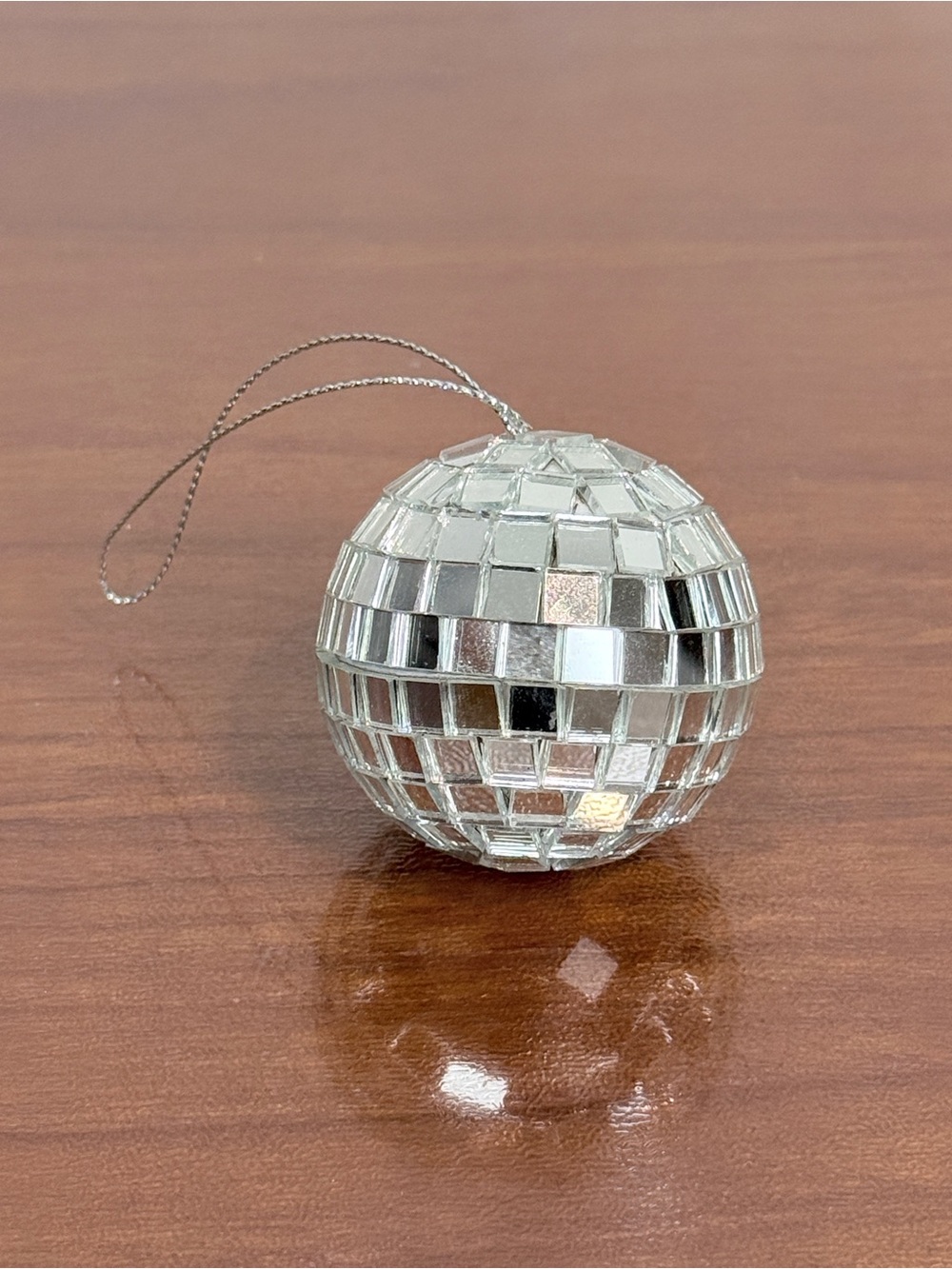Silver Disco Mirror Ball Ornament 2 inch